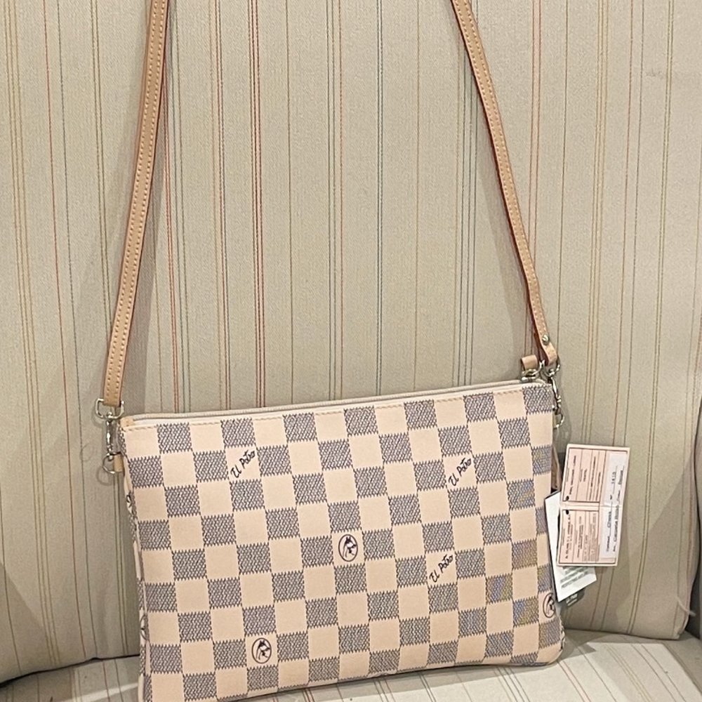 EL POTRO - CROSSBODY/SHOULDER BAG- COATED CANVAS AND LEATHER SMALL SHOULDER BAG
